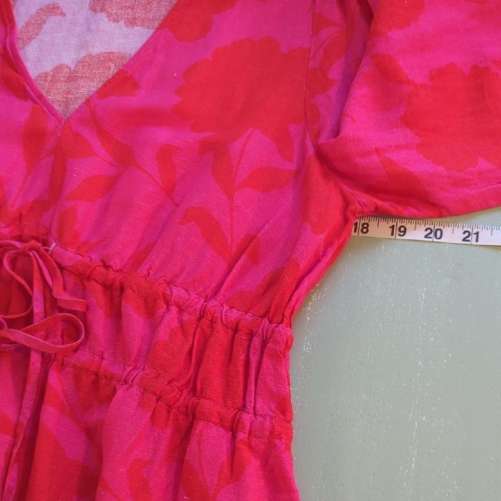 Kate Spade x Target Maxi Dress Classic Rose Linen Long Sleeve size Medium - Picture 9 of 11